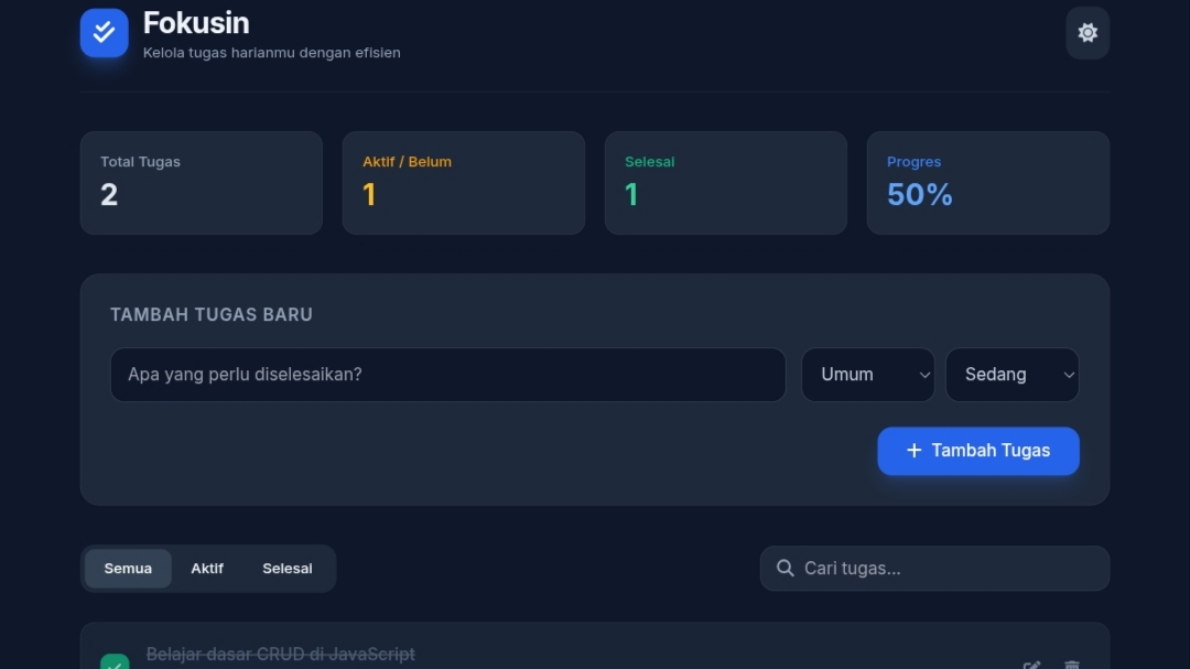 Pratinjau proyek dashboard